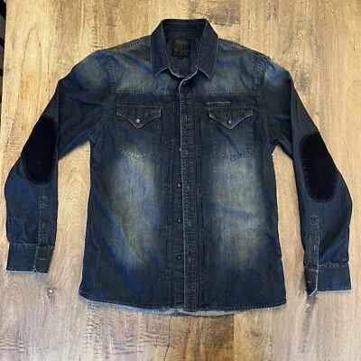 Firetrap Black Denim Button Up Shirt Men’s Size Large - Image 1 of 4