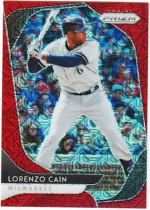 LORENZO CAIN 2020 PANINI PRIZM RED MOJO /149 HOLO REFRACTOR SP CARD # 32 BREWERS - Picture 1 of 2