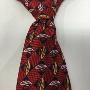 Robert Talbott Studio Mens Silk Necktie Red Geometric Made in USA - Picture 1 of 11