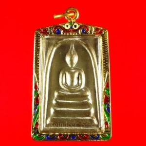 Amuleto H4 Phra Somdej Wat Rakhang Khositaram Bangkok incorniciato placcato oro fortunatamente - Foto 1 di 7
