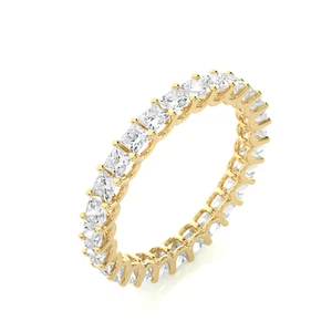 Princess Cut Lab Grown Diamond Eternity Ring In 10K Yellow Gold. - Picture 1 of 15