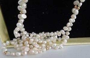 Collar de 4 hileras de perlas de manglar y bolas de oro - Imagen 1 de 12