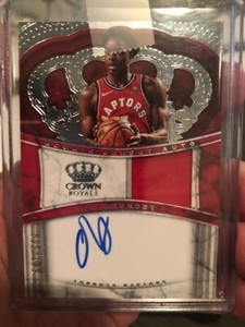 2017 18 OG ANUNOBY PANINI CROWN ROYALE ROOKIE JERSEY AUTO RC 199 RAPTORS ON CARD