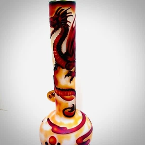 14’’ Frosted Glass Oriental Dragon 🐉 Pipe - Blue Remains - Picture 1 of 4