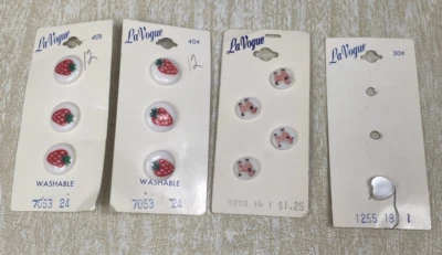Vintage NOS La Vogue Buttons 6 Strawberry 4 Poodle 1 Heart Shank Buttons - Image 1 of 4