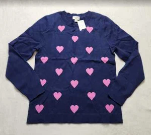 New women's S M L 3X J Crew Factory allover pink hearts Teddie sweater love - Picture 1 of 13