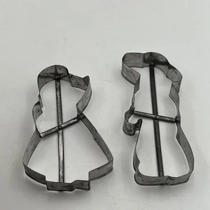 VTG Primitive Tin Cookie Cutter Pennsylvania Dutch Boy Girl 6" Amish Farmhouse - Picture 1 of 7