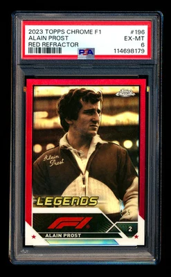 2023 Topps Chrome F1 #196 Alain Prost 1ST Year Red Refractor #4/5 PSA 6 - Image 1 of 2