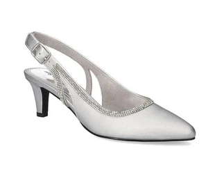 Easy Street Glisten Argento Satinato Apertura Sul Retro Pompe Taglie 6.5 W - - Foto 1 di 6