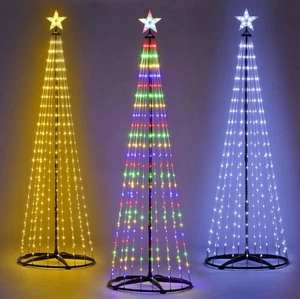 Christmas Cone Tree Decoration Led Lights Star Xmas Home Indoor & Outdoor Tree - Picture 1 of 15