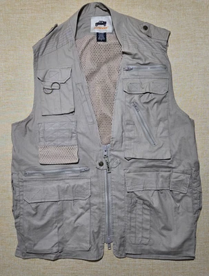 Humvee Safari Fishing Vest M Tactical Travel Utility Multi Pocket Khaki Mesh - Image 1 of 4