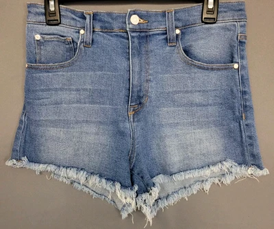 Celebrity Pink Cut-Off Frayed Jean Shorts Womens Juniors 11/30 Blue Denim - Image 1 of 4