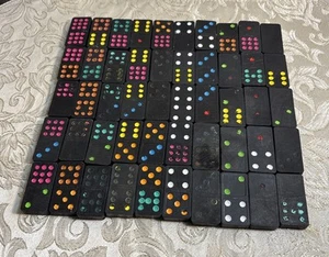 PIEZAS DE JUEGO MADERA DOMINOS Doble Nueve Colores Punto WHITMAN Sin Caja JAPÓN #4650 - Imagen 1 de 6