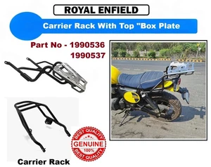 Genuine Black Carrier Rack With Silver Top Box Plate For Royal Enfield Bear 650 - Picture 1 of 9