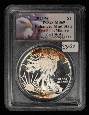 American Eagle 2013-W 1 oz plata - West Point mejorado - graduación profesional MS 69 - SKU-E3550 Foto 1 de 4