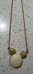 Collana Vintage Disney Grande Topolino Tono Oro Finta Perla Splendida - Foto 1 di 9