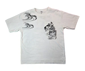 Karakuri Tamashii Dragon Graphic Embroidered Triple Pocket White T Shirt Mens XL - Picture 1 of 6