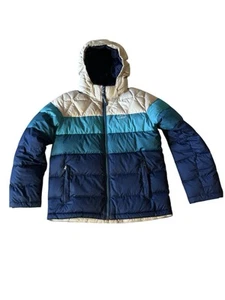 LLBean Downtek Puffer Sherpa Jacket Kids Size M 10-12 Nylon Duvet Down Filled - Picture 1 of 15