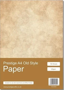 Prestige Vintage Looking Old Style Paper - A4 Size - 120gsm - 100 Sheets - Afbeelding 1 van 3