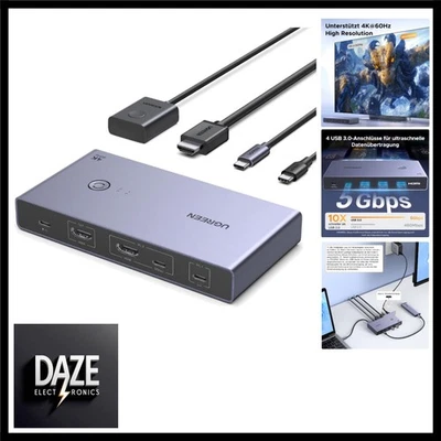 USB C KVM Switch 4K60Hz 2 PC 1 Monitor Unterstützt EDID Verwaltung KVM Umscha... - Bild 1 von 4