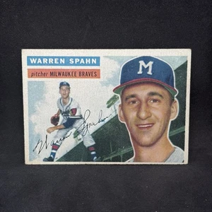 1956 Topps # 10 Warren Spahn hermoso EX Milwaukee Braves Atlanta Salón de la fama - Imagen 1 de 2