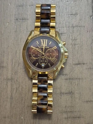Michael Kors Gold Tone W/Faux Wood Inlay Men's Watch Bradshaw Chronograph - Image 1 of 4
