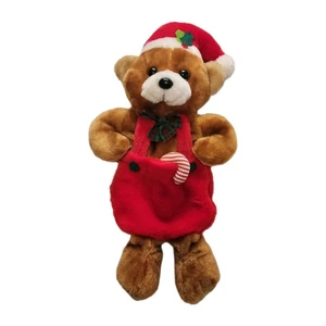 Santas Best Teddy Bear 1980s Christmas Stocking Plush with Candy Cane - Picture 1 of 7