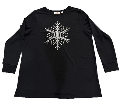 Quacker Factory Beaded Snowflake Sweater Size Large Winter Preppy - Image 1 of 4