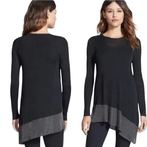 Neu mit Etikett Eileen Fisher asymmetrisches Tunika-Top-Kleid metallic anthrazit schwarz silber 3X - Bild 1 von 14