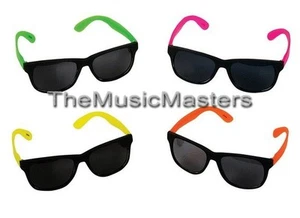 (12) Neon Sunglasses Assorted Colors Retro Pool Party Favor Costume Accessory - Picture 1 of 2