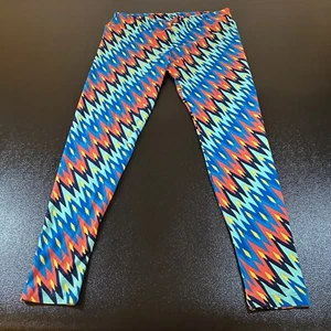 Lularoe Colorful Print Leggings Blue Red Yellow Pattern Stretch Womens 33x28.5" - Picture 1 of 9