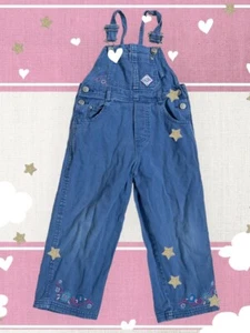 Vintage Barbie Denim Bib Overalls Embroidered Floral Barbie size 4/5 - Picture 1 of 13