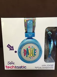 JUSTICE HEADPHONES "DANCE" COLOR CHANGE LIGHT UP METALLIC BLUE "NEW IN BOX" - Picture 1 of 7