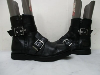 Botas al tobillo de motociclista de lujo Rebel Cleary de cuero negro con cremallera talla 37,5 EU Foto 1 de 4