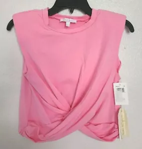 Love & Piece Pink Shirt Tank Top Twist Front Shoulder Pads Size Medium - Picture 1 of 7