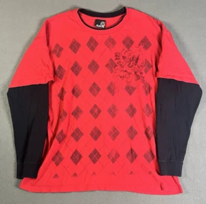 Y2K Hybrid Langarm Shirt schwarz rot Gr. XL Skater Grunge Affliction Vintage Goth - Bild 1 von 9