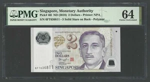 Singapore 2 Dollars ND(2018) P46l Uncirculated Grade 64 - Picture 1 of 2