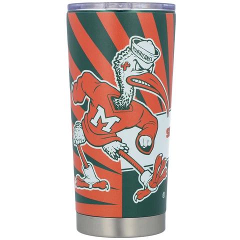 Miami Hurricanes 20oz. Stainless Steel Mascot Tumbler Cover
