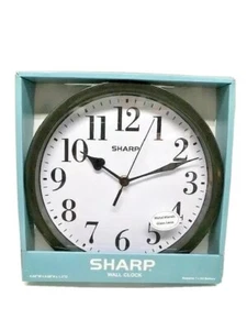 NEW Sharp Wall Clock Metal Hands Glass Lens, Black SPC1124A - Picture 1 of 2