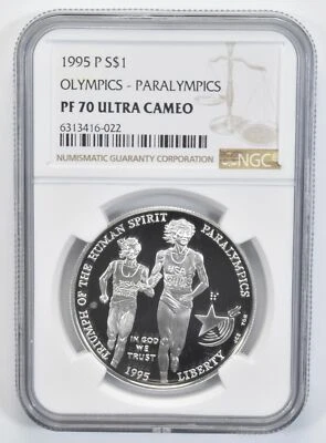 1995-P PF70 UC Olympics-Paralympics Commemorative Silver Dollar NGC - Image 1 of 4