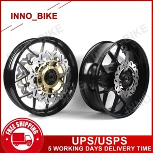 17" Gloss Black Front Rear Wheels Rims Brake Rotors For Honda CBR600RR 2007-2017 - Bild 1 von 6