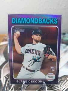 2024 Topps Heritage Hot Box Purple Chrome Slade Cecconi Rookie - Picture 1 of 4