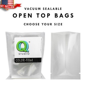 100 Chamber Vacuum Heat Sealable Clear Open Fill Bags Tear Notches Size Options