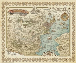 Mappa del Disincanto Poster Fantasia Animata Stampa Litografia Arte 24x20 Mondo - Foto 1 di 1