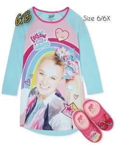 2pc Jojo Siwa Girl's Pajama Nightgown Sleepwear & Slipper's Set Size 6/6X - Picture 1 of 7