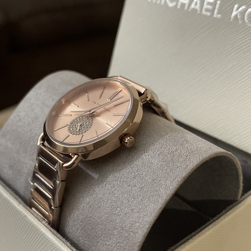 NUOVO AUTENTICO OROLOGIO DONNA MICHAEL KORS PORTIA CRISTALLI ORO ROSA MK4331