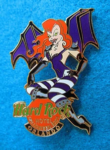 ORLANDO DARK ANGEL VAMPIRE GIRL PURPLE BAT WINGS HALLOWEEN 01 Hard Rock Cafe PIN - Picture 1 of 1