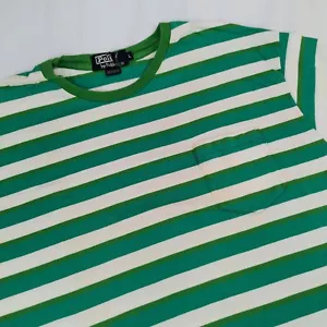 VTG Polo Ralph Lauren Green & White Striped Cotton T-Shirt Men's Large USA Made - Picture 1 of 6