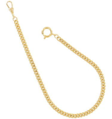 Cadena de reloj con bordillo tono dorado hecha en EE. UU. 11" cierre giratorio para hombre vintage Foto 1 de 2