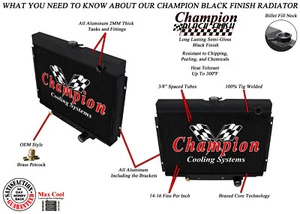 AR Champion 3 Row Black Finish Radiator Lowhose Pass 24" for 1969 Ford Fairlane - Picture 1 of 7